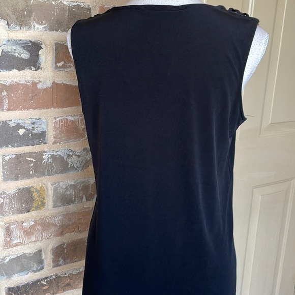 NWOT Ellen Tracy Black & Gold Laced Shoulder Detail Sleeveless Top Size Small - Picture 4 of 10